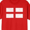 England flag on Red Ground Adult Crew Neck Short Sleeve T-shirt - 2 of 3