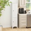 63" Tall Bathroom Cabinet w/ 2 Louvered Doors & Adjustable Shelf Elevated Legs - 4 of 4