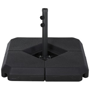 Outsunny 4-Piece Outdoor Patio Offset Umbrella Base Stand Weight Holder w/ Cross Base for Powerful Support, 158lbs Sand or 132lbs Water Filled, Black - 1 of 4