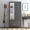 TIRAMISUBEST Metal Armoire Wardrobe Closet with 2 Drawers - Mobile Lateral Filing Cabinet, Locking Wheels, Adjustable Shelf - 2 of 4
