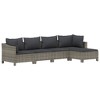 vidaXL 5 Piece Patio Lounge Set with Cushions Gray Poly Rattan - 3 of 4