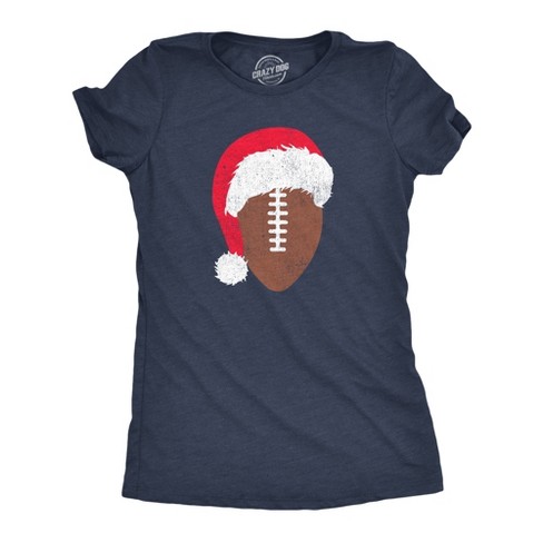 Womens Santa Football T Shirt Funny Xmas Lovers Foot Ball Season Tee For Ladies - Crazy Dog Women's T Shirt - image 1 of 4