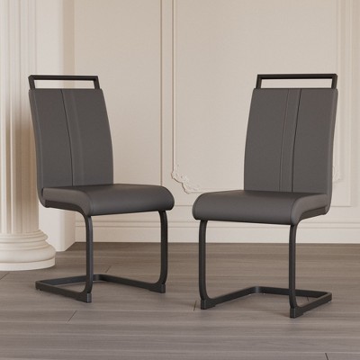 NicBex PU Faux Leather Dining Chairs Set of 2/4 with Metal Legs for Living Room,Meeting Room,Bedroom