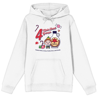 Four Main Food Groups Elf Movie Men's White Hoodie : Target