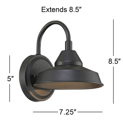 Black Metal LED Outdoor Wall Light with Gooseneck Arm