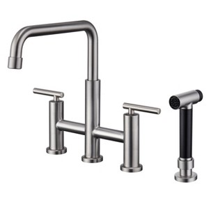 CLIHOME Double Handle Kitchen Sink Faucet with Side Spray And 360 Degree Spout - 1 of 4