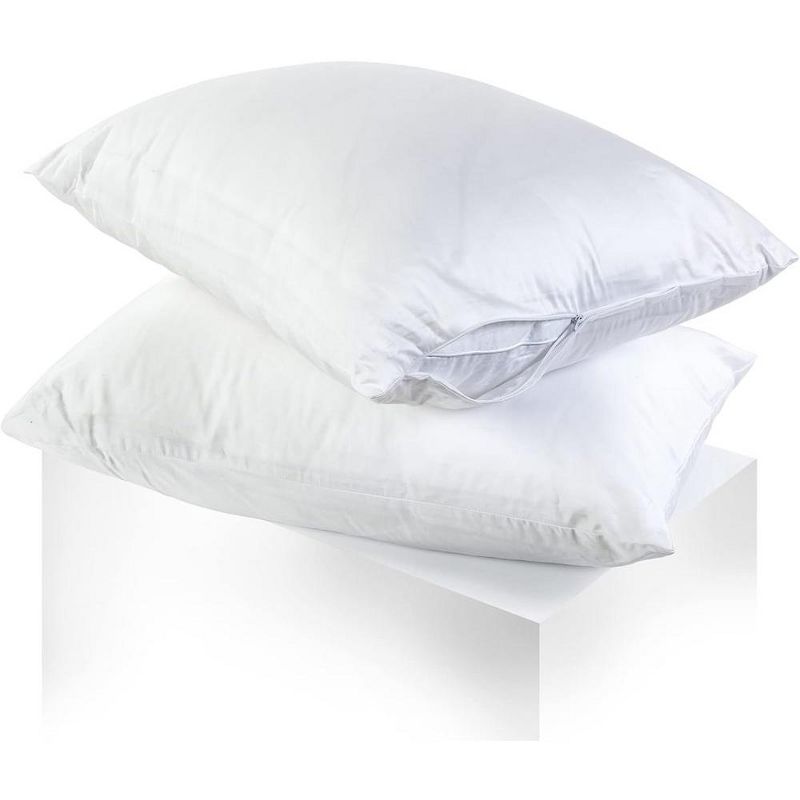 Linen Classique 320TC - Zippered Pillow Protector - White, 1 of 9