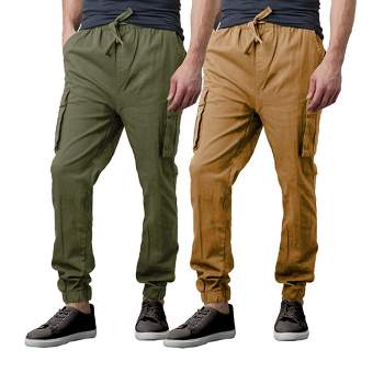 Galaxy By Harvic Men's Slim Fit Cotton Stretch Twill Cargo Joggers-2 Pack