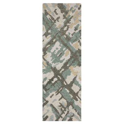 Oriental Weavers Kipton KIP08 Grey / Teal Indoor Area Rug - 2'6" x 8'