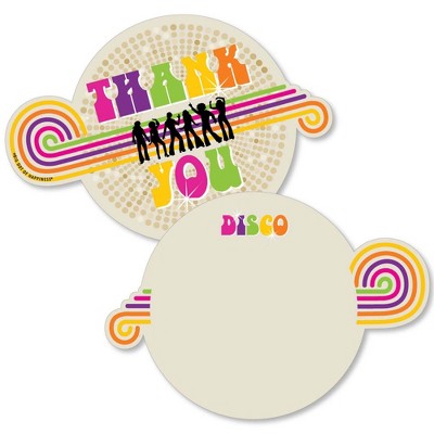 Big Dot of Happiness 70's Disco - Shaped Thank You Cards - 1970s Disco Fever Party Thank You Note Cards with Envelopes - Set of 12