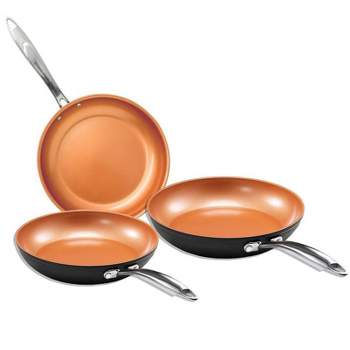 Gotham Steel Cast Textured Copper 3pc Stacking Cookware Set : Target