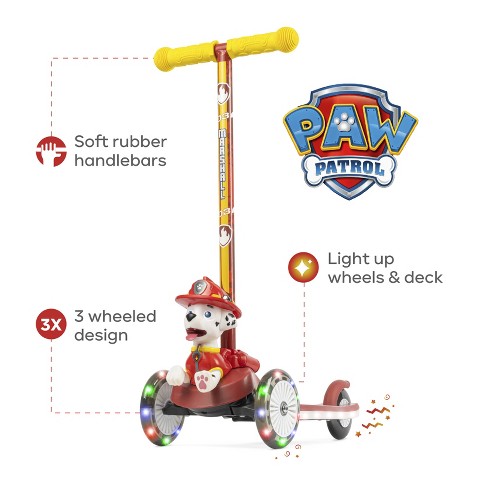 Paw Patrol Marshall 3d Tilt And Turn Scooter With Light Up Deck And Wheels  : Target