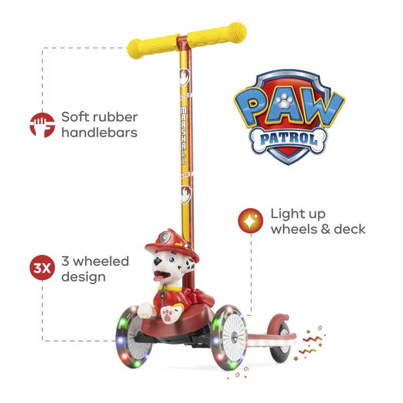 Paw Patrol Marshall 3D Tilt and Turn Scooter with Light Up Deck and Wheels, 1 of 12