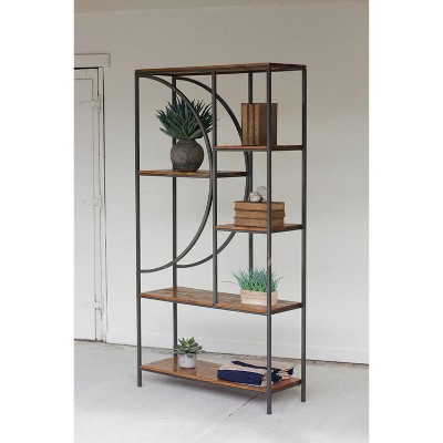 Wood and Metal Demilune Shelving Unit – 76" Tall by Kalalou
