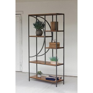 Wood and Metal Demilune Shelving Unit – 76" Tall by Kalalou - 1 of 3