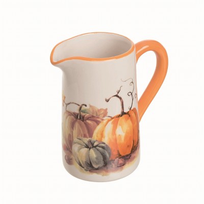 Transpac Ceramic Multicolor Harvest Painted Pumpkin Pitcher