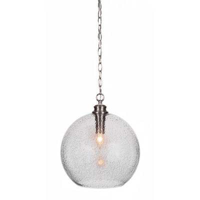 Toltec Lighting Kimbro 1 - Light Pendant in  Brushed Nickel with 13.75" Clear Bubble Shade