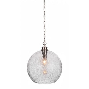 Toltec Lighting Kimbro 1 - Light Pendant in  Brushed Nickel with 13.75" Clear Bubble Shade - 1 of 1