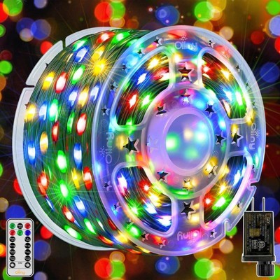 Ollny 600 LED Multicolor IP67 Waterproof Christmas Lights (Green Wire, Plug in, 8 Modes)