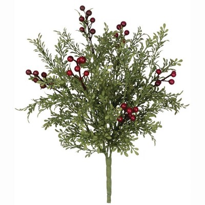 Sullivans Artificial Mini Leaf with Berries Plant 12"H Green