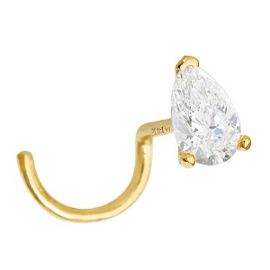 Jewelry Avalanche 22G 14K Gold Pear-shape Moissanite Nose Screw Nose Stud - 1 of 3