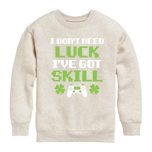 Boys' - Instant Message - St. Patrick's Day I Don't Need Luck, I've Got Skills Graphic Long Sleeve Fleece Sweatshirt - 1 of 4