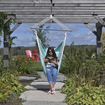 Aqua Polyester Hanging Hammock Chair with Cushions