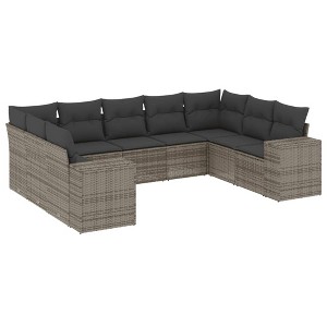 vidaXL Garden Sofa Set Grey PE rattan, powder-coated steel, polyester - 1 of 4