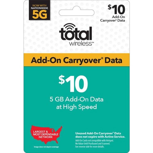 Total Wireless $10 Add-On Carryover Data Card (Email Delivery) - image 1 of 4