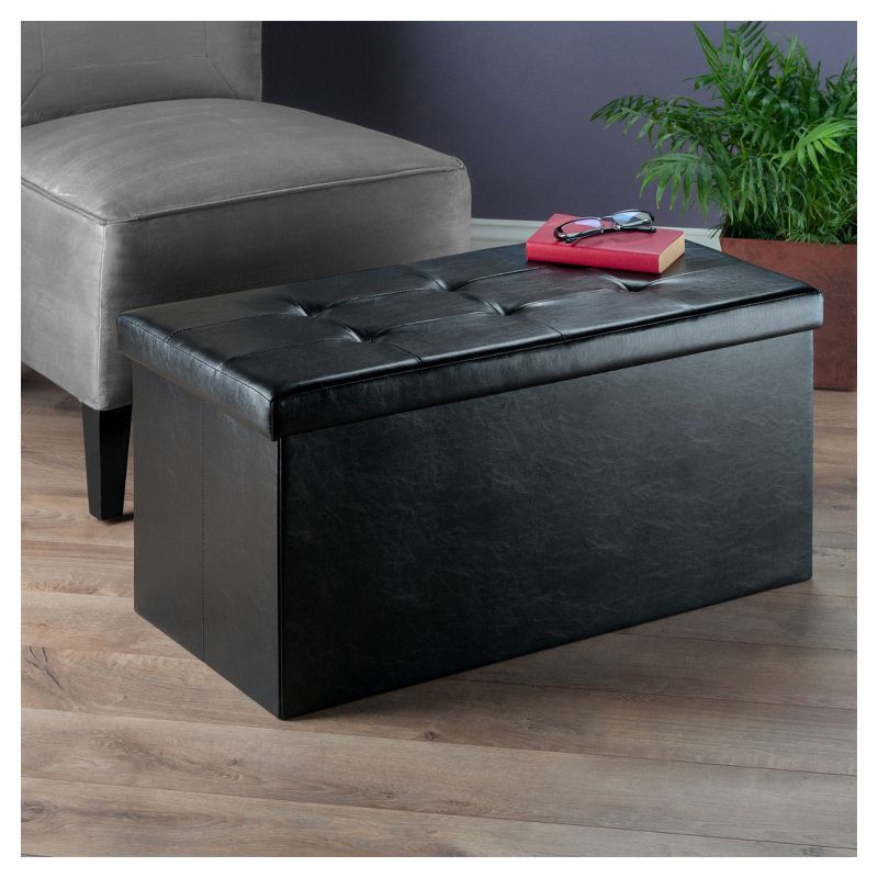 29.92&#34; Ashford Ottoman with Accent Stools Faux Leather Black - Winsome, 6 of 7