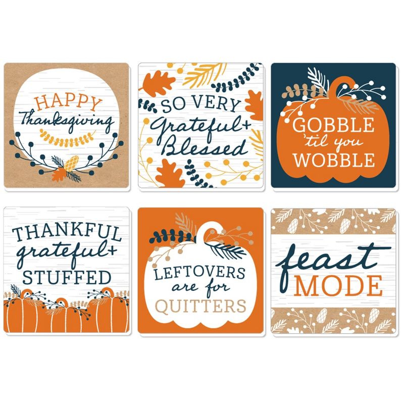 Big Dot of Happiness Happy Thanksgiving - Funny Fall Harvest Party Decorations - Drink Coasters - Set of 6, 1 of 9