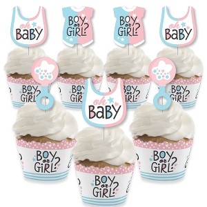 Big Dot of Happiness Baby Gender Reveal - Cupcake Decoration - Team Boy or Girl Party Cupcake Wrappers and Treat Picks Kit - Set of 24 - 1 of 4