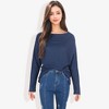 Anna-Kaci Women's Open Neck Waffle Knit Dolman Sleeve Side Slit Tunic Pullover for Casual Looks - 3 of 4