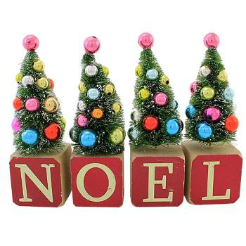 Cody Foster 6.25 In Noel Toy Block Trees Small Trees With Ornaments Tree Sculptures