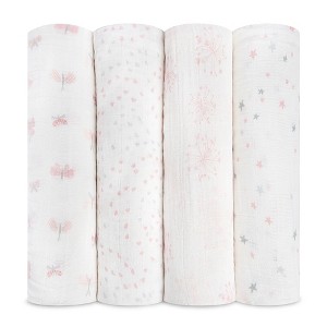 Aden by Aden + Anais Swaddle Wraps - Lovely Reverie White 4pk, Pink