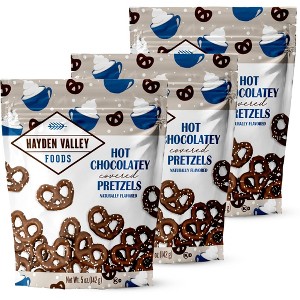 Hayden Valley Foods Hot Chocolatey Covered Pretzels | 5 oz Bags (Pack of 3) | Flavored Holiday Snacks - 1 of 3
