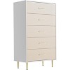 Modern White Dresser for Bedroom, Slim Drawer Dresser,Tall Narrow Chest of Drawers, Wooden Chest of Drawer with Metal Legs,(5drawers) - 4 of 4