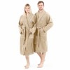 Linum Home Textiles 100% Turkish Cotton Unisex Personalized Terry Bathrobe Beige in White Bookman Font - 2 of 2