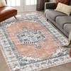 coucheta Faux Wool Machine Washable Vintage FloralPrinted  Area Rugs Non Slip Low Pile Stain Resistant  Indoor Modern Ultra Soft Carpet - 3 of 4