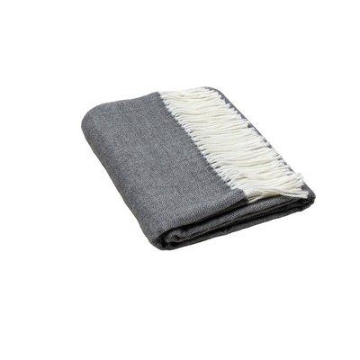 HomeRoots Dark Gray Soft Acrylic Herringbone Throw Blanket