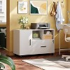 Office File Cabinet with Lock, 1-Drawer Wood Lateral Filing Cabinet on Wheels, Printer Stand with Open Storage Shelves for Home Office - 2 of 4
