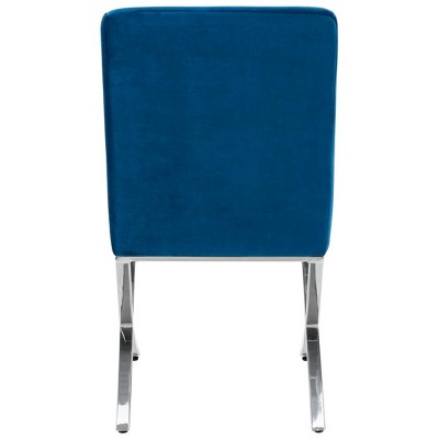 Sapphire Blue Velvet Upholstered Side Chair with Chrome Legs