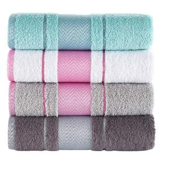 Kafthan Textile Multicolor Fishbone Cotton Face/Hand/Hair Bath Towels (Set of 4)