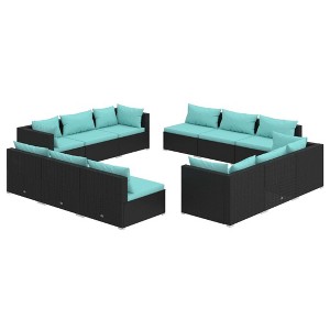 vidaXL Garden Lounge Set Black, Water Blue - 1 of 4