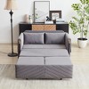 54" Velvet Convertible Sofa Bed with Pull-Out Bed, High-Density Foam, Detachable Arm Pockets, Bedhead and 2 Pillows - 4 of 4