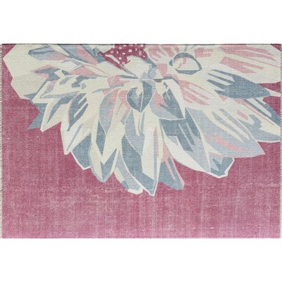 Maisie 8' x 10' Pink and Black Floral Synthetic Area Rug