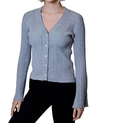 Women's Lurex Front Cardi Heather Stone Combo - DESIGN HISTORY