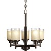 Progress Lighting Alexa 5-Light Linear Chandelier, Steel, Antique Bronze, Textured White Linen Glass - 2 of 4