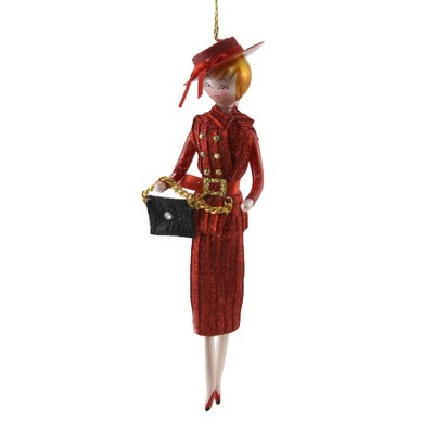 Italian Ornaments 6.5" Abigail In Red Suit & Hat Ornament Italian Diva Lady  -  Tree Ornaments