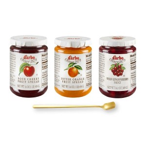 D'Arbo Trio Set Fruit Spreads - Wild Lingonberry, Sour Cherry, and Bitter Orange - with Gold Stainless Steel Stirring/Spreader Spoon (4-Pc Set) - 1 of 4